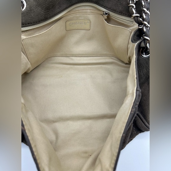 Chanel wild whipstitch flap bag grey suede silver hardware with card - Picture 10 of 16